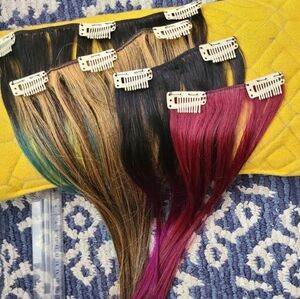 4 pc 100% Human Hair Clip in Hair Extensions 12 & 14 inch Ready to ship ❤️💜🤎